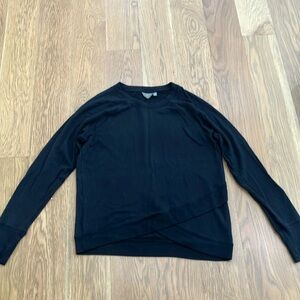 Athleta Women’s Crewneck Sweater with Criss Cross Front Detail in Black